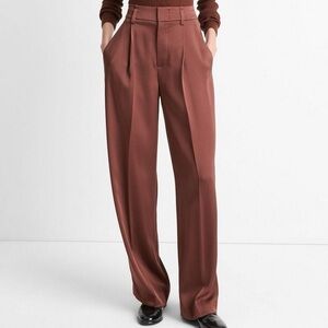 Vince Copper Satin Pleated Trousers Pants